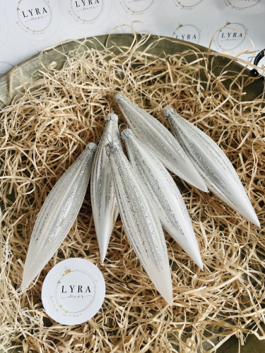 Vianočné lúče - perleťovo strieborná - rakety 6ks