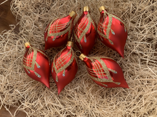 Náhrdelník červený - olivy 6ks