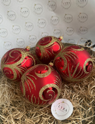 Ornament zlatý na červené 10 cm Ornament zlatý na červené 10 cm