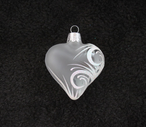 Ornament biely - matné srdce