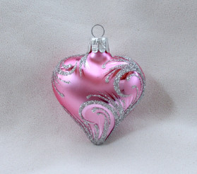 Ornament strieborný - ružové srdce